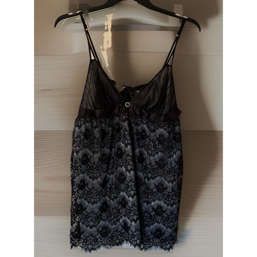 VTG Cinema Etoile M Black Lace Ice Blue Babydoll Whimsigoth Dark Fairy Chemise